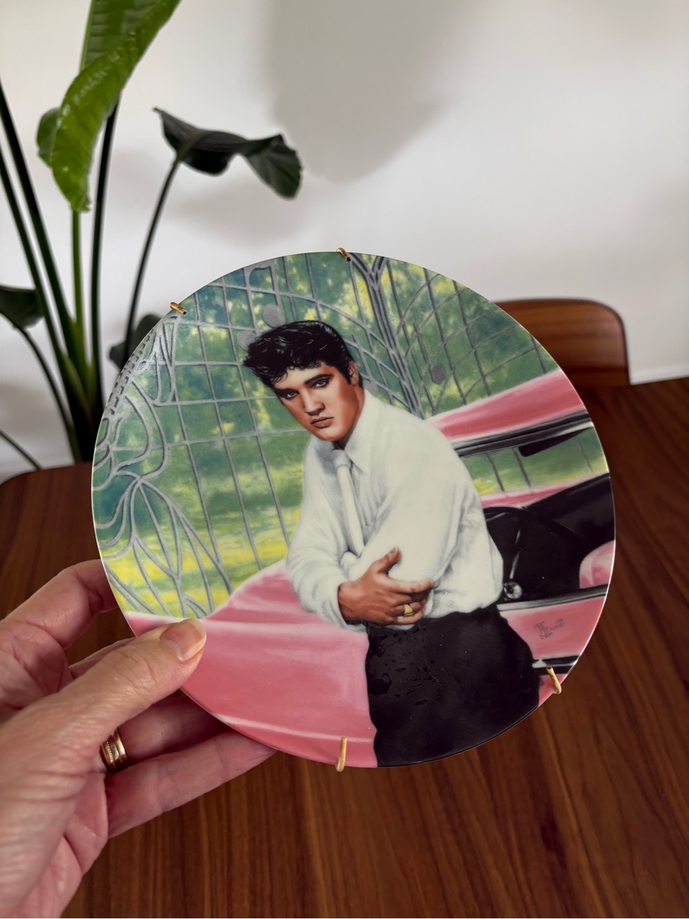 Collectible Decorative Elvis Plate- Pink & Black